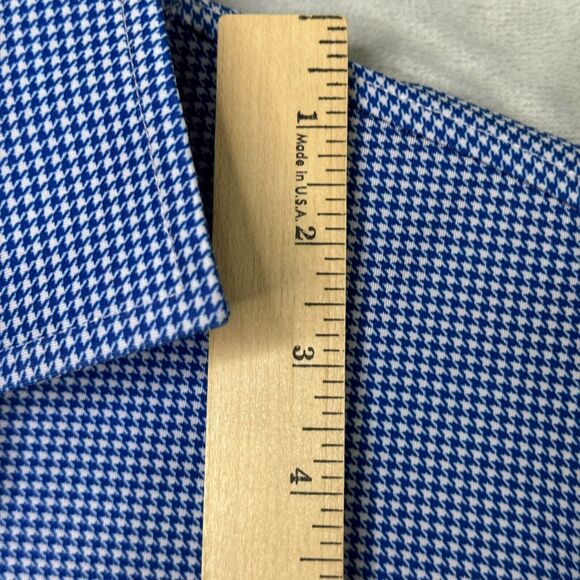 FootJoy Polo Mens L Blue White Houndstooth Check Short Sleeve Stretch Golf - Picture 9 of 10